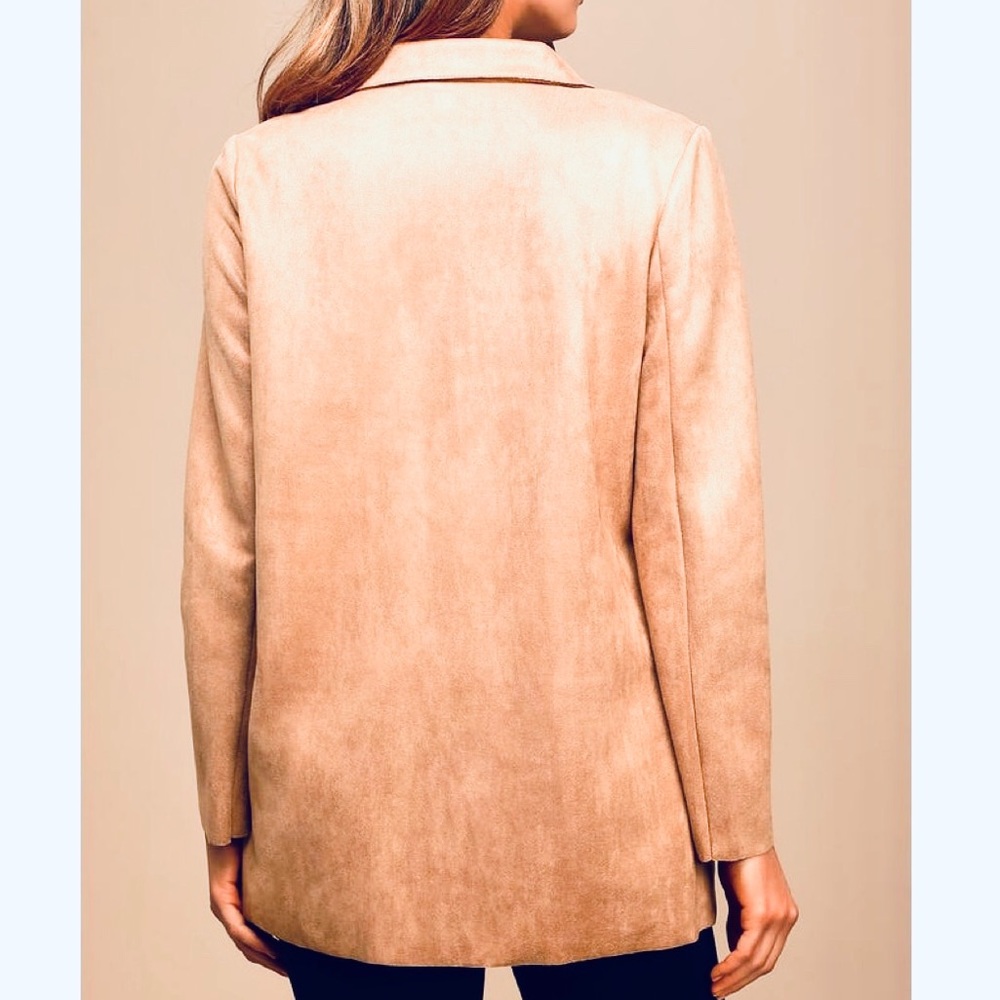 Suede Blazer Schoolboy Utility Oversized Coat Nude - Picture 7 of 10
